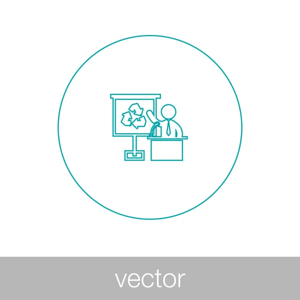 Icono de presentación de análisis. Hombre de negocios analizando datos. Gráfico i — Vector de stock