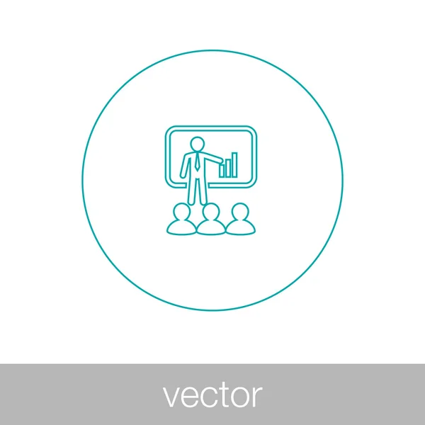 Icono de concepto de seminario. Icono del concepto de conferencia. Profesor al frente. — Vector de stock