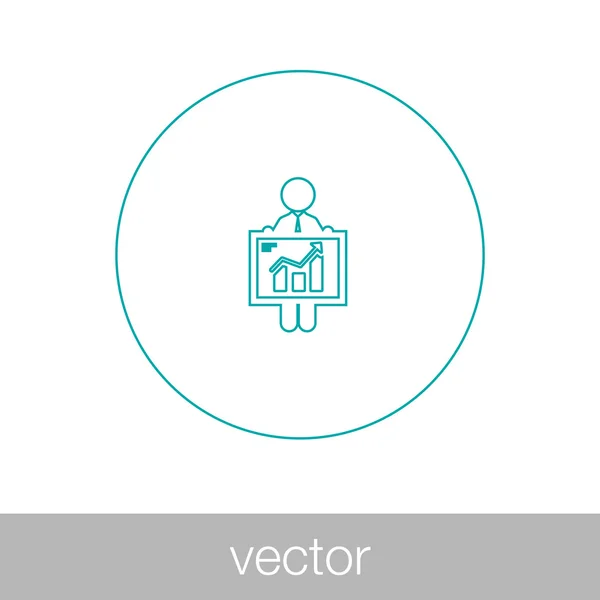 Icono de presentación de análisis. Hombre de negocios analizando datos. Gráfico i — Vector de stock