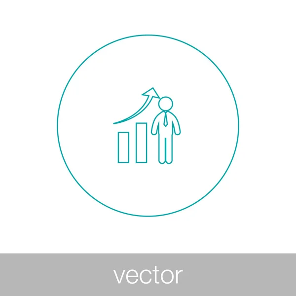 Icono de presentación de análisis. Hombre de negocios analizando datos. Gráfico i — Vector de stock