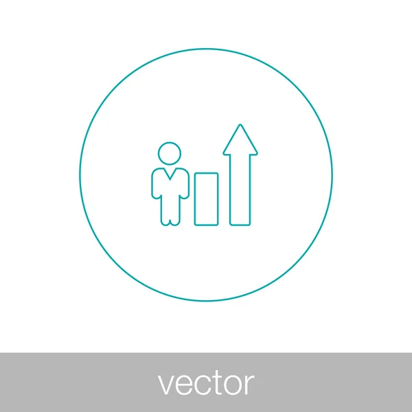 Icono de presentación de análisis. Hombre de negocios analizando datos. Gráfico i — Vector de stock