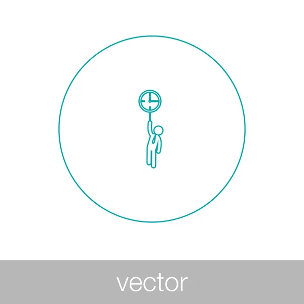 Время работы иконка - со временем рабочий значок - Концепция плоский стиль — стоковый вектор