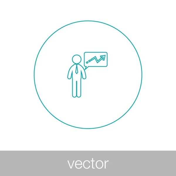 Analysepräsentation. Geschäftsmann bei der Analyse von Daten. Diagramm i — Stockvektor