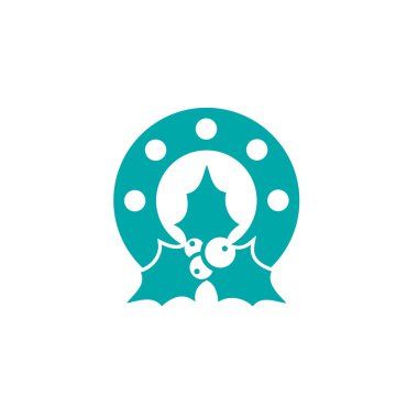 Holly ile Noel ve kış dekorasyon. Kavram düz stil d