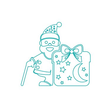 Noel Baba simgesi. Kavram düz stil tasarım çizim simgesi.