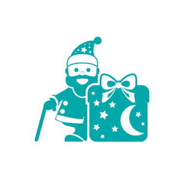 Noel Baba simgesi. Kavram düz stil tasarım çizim simgesi.