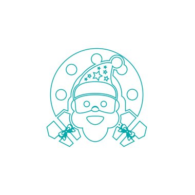 Noel Baba simgesi. Kavram düz stil tasarım çizim simgesi.