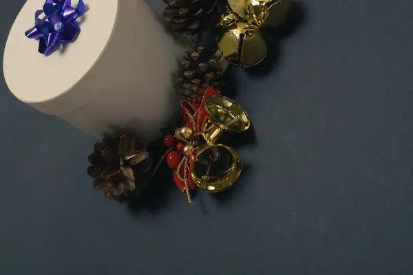 Christmas Background Bells Cones Christmas Tree Branch — Photo