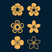 Asijský designový prvek. Vektorové dekorativní vzory lucerny květiny mraky ornamenty v čínském a japonském stylu.