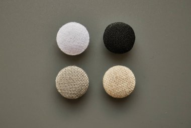 multicolored handmade linen buttons ,close up