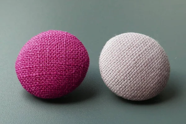 multicolored handmade linen buttons ,close up
