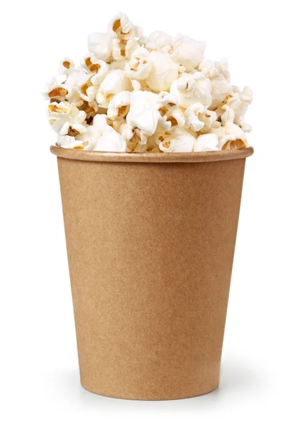 Popcorn in einem Eimer isoliert auf weißem Hintergrund — Stockfoto
