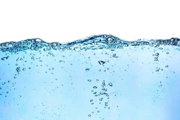 Onda d'acqua con bolle d'aria su sfondo bianco — Foto Stock
