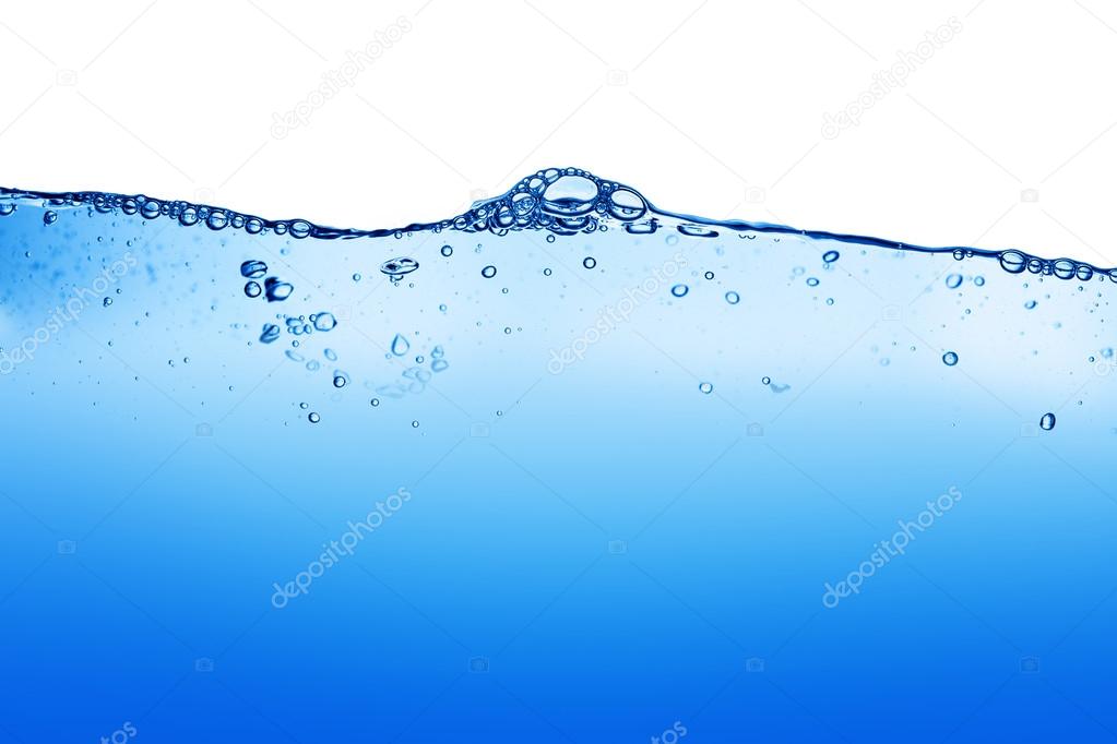 water wave with bubbles on white background