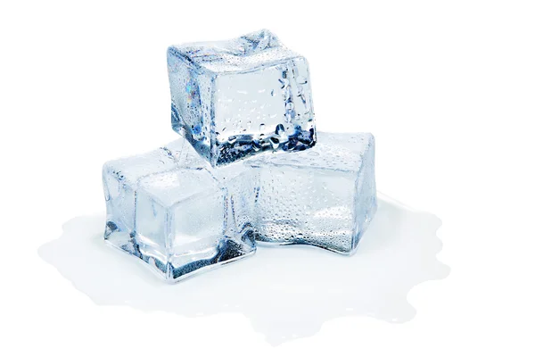 Three ice cubes melting on white background Royalty Free Stock Images