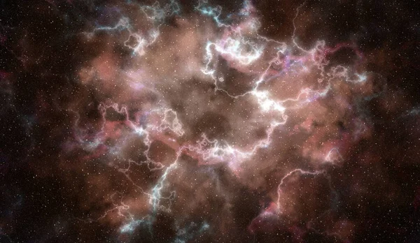 Іонізовані Плазмові Блискавки Космічній Туманності Астрономічний Фон — стокове фото