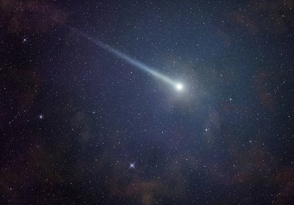 Zářící Kometa Hvězdné Noční Obloze — Stock fotografie