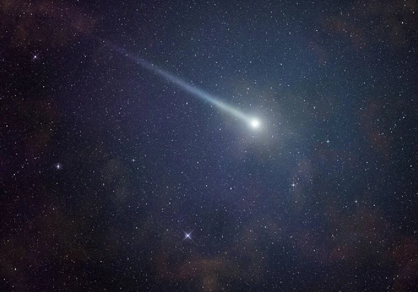 Cometa Brilhante Céu Estrelado Noite — Fotografia de Stock