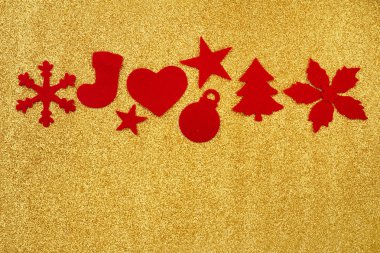 Noel süslemeleri için glitter altın zemin üzerine hissettim