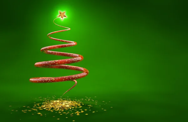 Astratto albero di Natale isolato su sfondo verde — Foto Stock