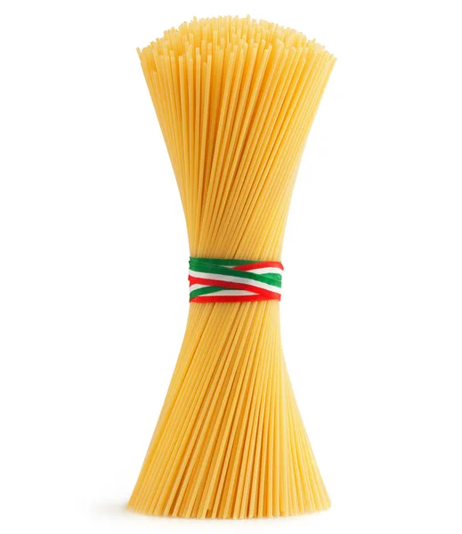 Un mazzo di spaghetti legati da una striscia tricolore — Foto Stock