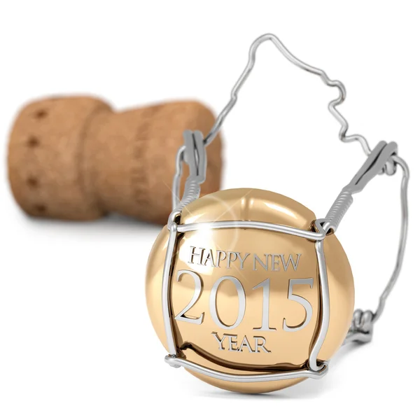 Close-up van champagne cork op witte achtergrond — Stockfoto