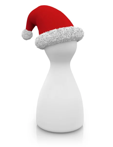 Peão com chapéu de Papai Noel isolado no fundo branco — Fotografia de Stock