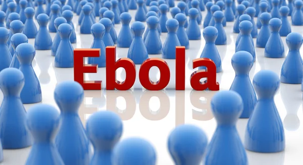 Palabra de ébola en una multitud de peones azules —  Fotos de Stock