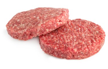 Beyaz arka plan üzerinde izole İki hamburger köftesi