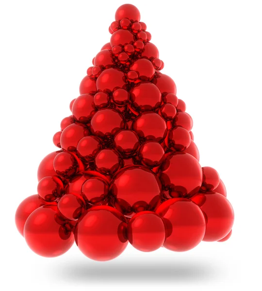 Christmas tree made of red christmas baubles — Stock Photo, Image