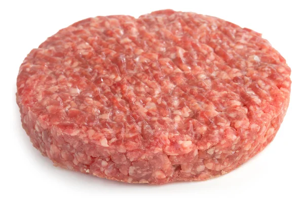 Één rundvlees Hamburger geïsoleerd op witte achtergrond — Stockfoto