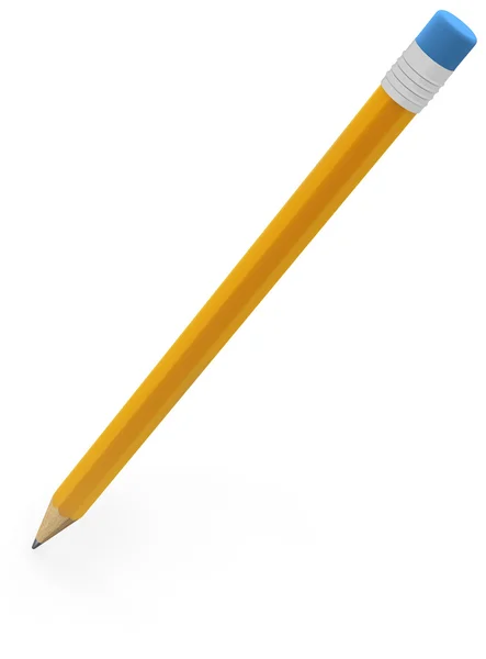 Gelber Bleistift mit blauem Radiergummi isoliert auf weiß — Stockfoto