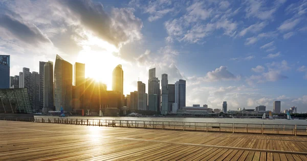Centrální obchodní čtvrti Singapur a promenády při západu slunce — Stock fotografie