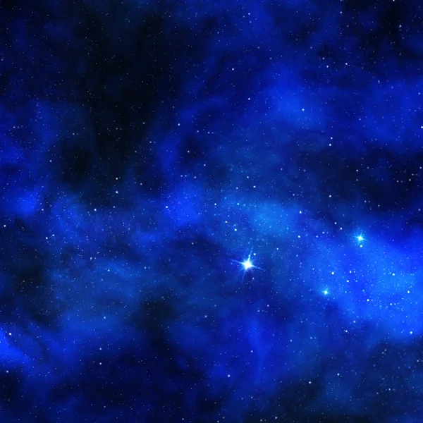 Estrellas brillantes y polvo cósmico en fondo azul —  Fotos de Stock