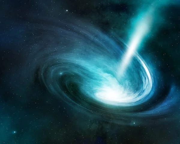 Nebulosa espiral y rayo de luz en el espacio profundo — Foto de Stock