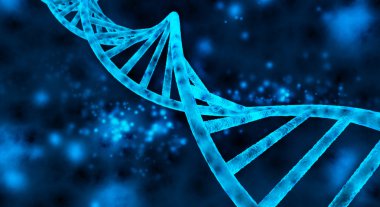 Mavi arka planda DNA çift sarmalı