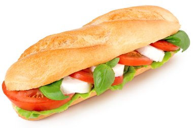 Sandwich with caprese salad isolated on white clipart