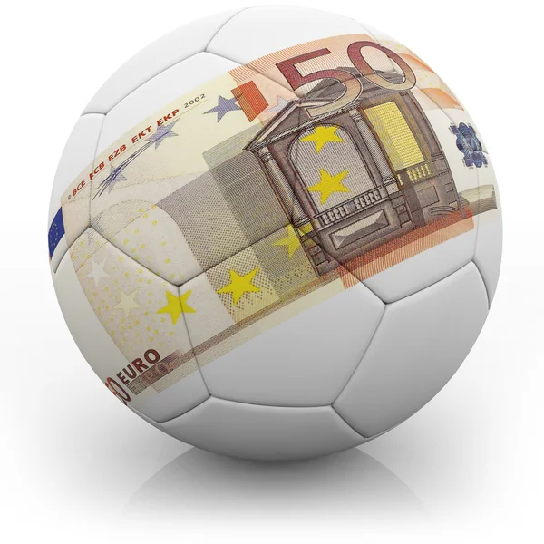 50 euro note printed on a football — Stock Photo, Image