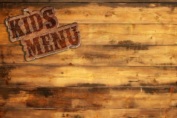 Signboard "kids menu" nailed to a wooden wall — Stock Image Signboard "kids menu" nailed to a wooden wall Royalty Free Stock Photos
