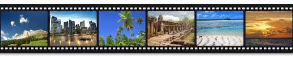 Sechs Reisefotos in einem Filmstreifen — Stockfoto