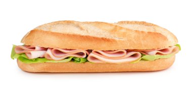 jambon ve beyaz arka plan üzerinde izole marul ile alt