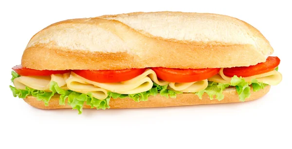 Sanduíche com tomate de queijo e alface isolada sobre branco — Fotografia de Stock
