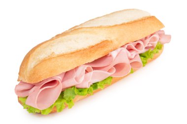 sandwich with italian sliced meat isolated on white clipart
