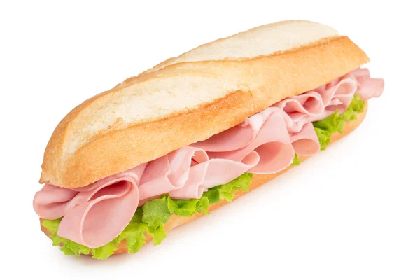 Sandwich à la viande italienne tranchée isolée sur blanc — Photo