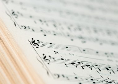 close up of an old musical score clipart