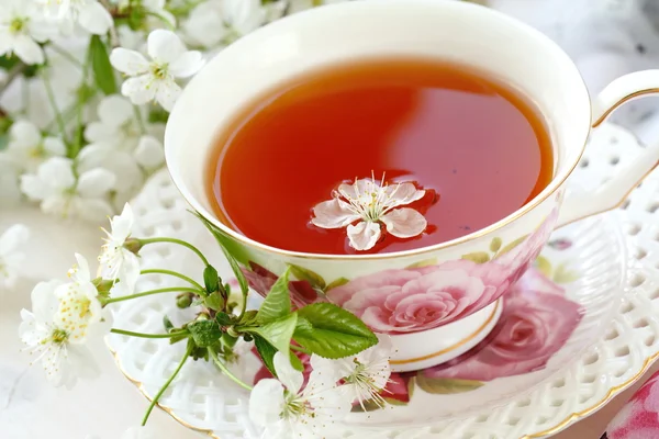 Té de jazmín con flor de hierba de jazmín — Foto de Stock