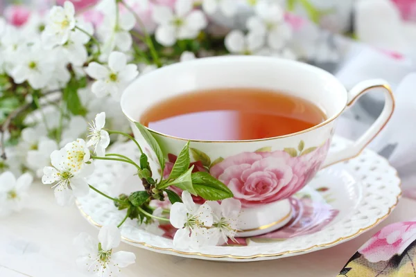 Té de jazmín con flor de hierba de jazmín — Foto de Stock