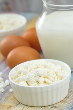 Taze peynir, yumurta ve süt.