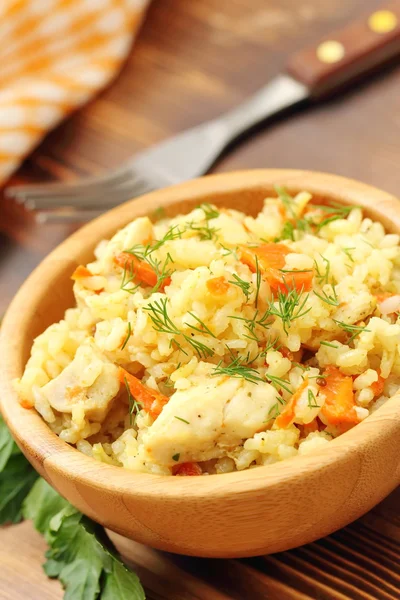 pilav tavuk ve sebze ile