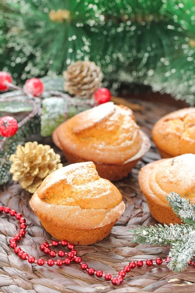 Muffins de Navidad cubierto de azúcar en polvo — Foto de Stock